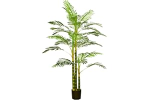 HOMCOM Planta Artificial Palmera Areca Grande 190 cm con Maceta y 30 Hojas Decoración para Interior y Exterior Salón Oficina Balcón Ø19,5x190 cm Verde