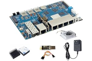 WAYPONDEV Banana Pi BPI-R4 WiFi 7 bezprzewodowy dwupasmowy router WiFi płyta OpenWRT, z MediaTek MT7988A (Filogic 880) SoC, obsługa 2 x 10 GbE SFP i 4X GbE Gigabit Ethernet do bramy inteligentnego domu NAS (POE