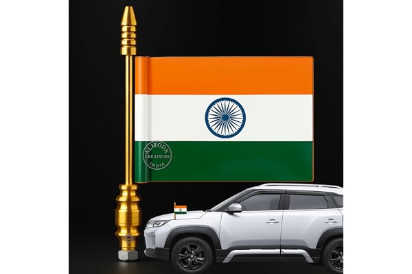 Almoda Creations Car Bonnet Flag for Hatchback/Sedan/Suv, Car Flag Rod Bonnet Scorpio, Flag Car for Fortuner Customize Your D