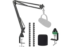 YOUSHARES Supporto with Spugna Antiventoper Microfono da Tavolo, Asta Microfono Scrivania Professionale con Braccio Regolabile a Sospensione, Compatibile con Shure mv7 Podcast Microfono