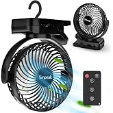 Simpeak USB Fan, Rechargeable 10000mAh Powerful Small Table Fans Lasts 70 Hours with LED 3 Speeds Quiet for Office, Home, Cam