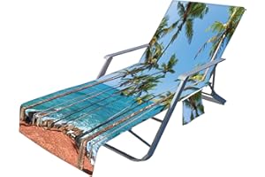 Fansu Ozean Druck Schonbezug für Gartenliege Frottee Liegenauflage Garten Sonnenliege Handtuch mit 2 Taschen Stuhl Strandtuch für Schwimmbäder, Strände, Gartenhotels (Stein Wellen,75x210cm)