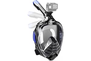 ZIPOUTE Snorkel Mask Full Face, Full Face Snorkel Mask Adult and Kids with Detachable Camera Mount, Snorkeling Mask 180 Panoramic View Anti-Fog Anti-Leak Dry Top Set with Adjustable Straps