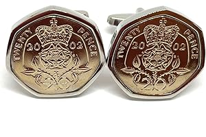 OCC OLD COIN CUFFLINKS Premium 2002 Original 20p for a 21st birthday / Anniversary Cufflinks ideal for a 21st birthday