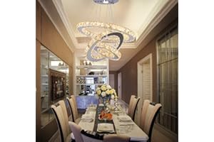 diisunbihuo LED Moderne Kristall Kronleuchter 3 ringe LED Deckenleuchte Einstellbare Edelstahl Pendelleuchte für Schlafzimmer Wohnzimmer Esszimmer (warm)
