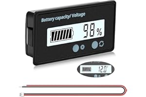 VooGenzek Medidores de Batería DC, Indicador de Voltaje de Capacidad de Batería Monitores, Probador de Batería de Plomo Ácido y Litio, Pantalla LCD DC 12V - 72V Medidor de Batería (Luz Blanca)