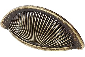 Decoranddecor Arro Half Moon Shaker Cup Handles Cabinet Pulls Zinc 64mm Hole Centre (Antique Brass) - 1 Pack
