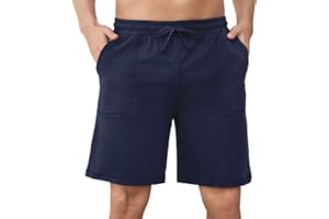 Aseniza Short Pyjama Homme Bas de Pyjama Homme Coton Pantalon de Pyjama Court Doux Sommeil Décontracté Short de Nuit et Poches Shorts Ete