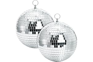 Suwimut 2 Pack Mirror Disco Ball, 18 cm / 7 Inch Cool and Fun Large Silver Hanging Disco Ball with Hanging Ring, Reflects Light, Home Bands Decorations, Party, Wedding, Birthday, New Year Decorations