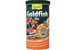 Tetra Pond Goldfish 3in1 Mix - Fischfutter-Mischung aus Flocken, Sticks und Gammarus für alle Goldfische und Kaltwasserfische im Teich, 1 L Dose