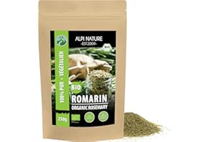 Alpi Nature Romarin BIO 250g, Feuilles de Romarin Séchées et Frottées pour la Cuisine