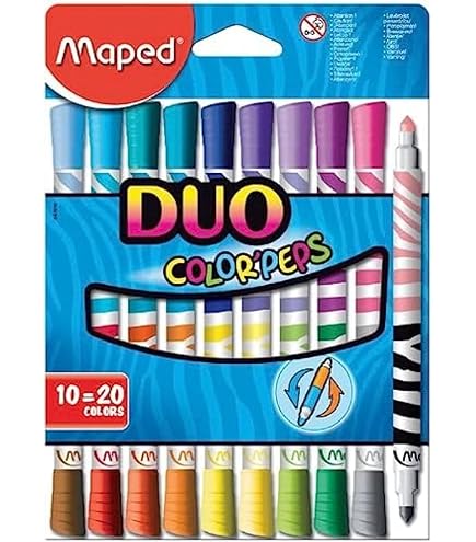 Crayons De Couleur Duo Maped Color'Peps - 24 Crayons = 48 Couleurs - Bois FSC