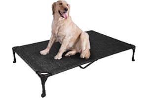 Veehoo Chłodzące podwyższone legowisko dla psa - przenośne podniesione łóżeczko dla zwierząt domowych z zmywalną i oddychającą siatką, antypoślizgowe gumowe nóżki do użytku wewnątrz i na zewnątrz,