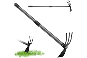 Harrms Garden Hoe Handle Stainless Steel, 76cm, 3-Tine Double Digging Hoe for weeding Metal, Multifunctional Hoe Gardening Tools Hand Rake Garden Accessories for Loosening, Aerating and Weeding Soil