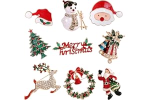 EEPLUYTY 9 Pezzi Set Di Spille Natalizie Da, Natale Renna Spilla Di Natale Set, Decorazione Di Spille Natalizie, Adatto Per La Decorazione Fai-Da-Te Di Cappelli Di Babbo Natale, Calze Di Natale, Camicie