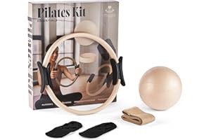 Myga Pilates Ring Set – Pilates Kit with Magic Circle, Anti-Burst Ball, Fabric Resistance Band & Non-Slip Grip Socks – Lightweight & Durable for Strength Training, Toning & Flexibility