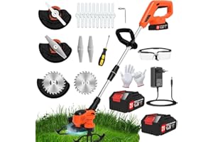 FISIYINDZ Debroussailleuse Electrique sans Fil 21V 2000Ah Coupe Bordure sans Fil avec 2 Batterie et Chargeur Rapide de Rechange Faible Bruit pour la Coupe de Jardin, Pelouses
