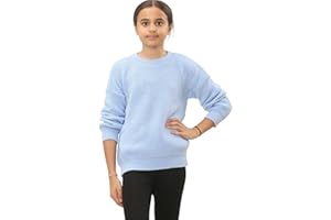 CRAZY FASHION Kids Jumpers Boys Girls UK Childrens Knitted Round Neck Long Sleeve Top Chunky Casual Fashion Plain Sweater Ribbed Cuff Fisherman Winter Warm Unisex Pullover Ages 7-13yr