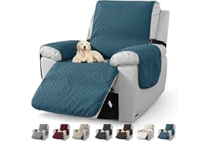 CHELZEN Latest Water Repellent Recliner Slipcovers Non-Slip Recliner Chair Covers with Pockets Furniture Protector for Recliner Chair with Elastic Straps (Teal, Recliner)