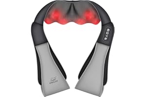 Snailax Masajeador de Cuello y Hombros con Calor - 3D/4D Shiatsu Masajeador Cervical para Relajación, Masajeador de Espalda con 2 Niveles de Intensidad para Alivio, Regalo