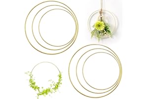 BANTI Anneaux Métalliques Floraux Anneaux Catcher Anneau Rond Anneaux Métalliques 20 cm/25 cm/30 cm Anneau Attrape Rêve pour DIY Capteur de Rêves Artisanat Décor (6 Pièces)