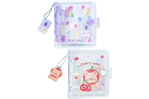 SZHTSWU 2 Pcs 3 Inch Mini Photo Album,20 Sheets 40 Pockets Photo Album in Loose Leaf Refillable 3 Rings Photocard Binder Kpop Photocard Holder Book with Pendant for Picture Cards Storage (Purple Red)