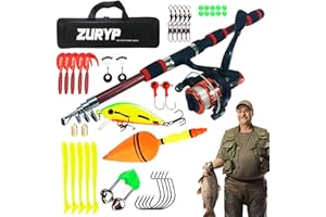 Ensemble canne à pêche et moulinet | Canne télescopique et moulinet de pêche – Fournitures de pêche portables avec sac de transport pour hommes, adolescents, filles, adultes, femmes Anulely