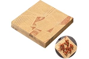 LPOLKVEMELH 200 PCS Greaseproof Paper Sheets, Burger Wrapping Sheets Baking Paper, Newspaper Style Food Basket Liners Oil Proof Papers for Bread Sandwich Fish Chip Cookies Pizza Rosating BBQ (18x18cm)
