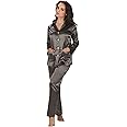 FOREX Lingerie Damen Satin-Pyjama - Eleganter Schlafanzug Mit Knopfleiste