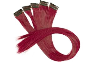 CAISHA 60cm Kolorowe Pasemka Podkreśla Klip W Przedłużeniu Przedłużanie Włosów Proste Długie Włosy Czerwony BST123