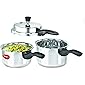 Pigeon Induction Base Outer Lid Stainless Steel Pressure Cooker Combo, 2L, 3L, Silver