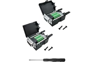 iYueMps DB9 Terminal Connector, DB9 Breakout Board Solderless Adapter,D-Sub 9pin Male/Female Adapter Terminal Board Plastic Cover(Male+Female)