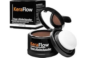 KeraFlow Polvo de raíz | Corrector para densificar el cabello | Polvo para el cabello para ocultar la línea del cabello | Polvo de color contra zonas claras – 4 g (marrón claro)