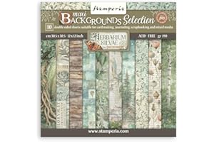 Stamperia - Scrapbook Paper Pad for Scrapbooks, Albums, Cards, Bullet Journals and More, Acid Free, Double-Sided, Perfect for Craft and Gifting (Herbarium Silvae Background Selection) (30.5 x 30.5cm)