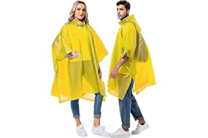 GUKOY 2 Pcs Rain Ponchos for Adults, Reusable Rain Coat EVA Portable Emergency with Hood for Camping, Disney, Hiking, Travel
