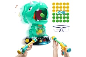EagleStone Moveable Dinosaur Shooting Toys Triceratops Toys Kids Shooting Games Toys with LCD Score Record&LED, Hand-Eye Coordination Practice Toys Gift for Boys and Girls, Green, Medium