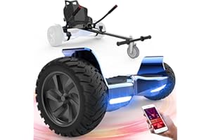 FUNDOT Hoverboards mit Sitz, All-Terrain-Hoverboards mit Hoverkart,8,5 Zoll Go-Kart mit Self Balancing Scooter, Offroad-Hoverboards mit Bluetooth-Lautsprecher,APP, LED,Geschenk für Kinder Erwachsene