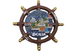 WEDARE Timone 3D Sicilia Sicilia Italia Magnete da Frigorifero Souvenir turistici Resina Artigianale Mestiere da Cucina Magnetico Collezione di Decorazioni per la casa Regalo