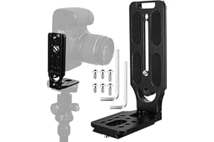 IYEREER Soporte en L para placa de liberación rápida Arca Swiss, soporte horizontal vertical para trípode de cámara con tornillo de 1/4 pulgadas, compatible con accesorios de cámara de trípode DJI Canon