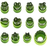 wugongshan 12 Pieces Stainless Steel Cookie Cutters, Vegetable and Fruit Cutters for Kids, Food Cutting Mold Set with Protect