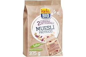 Isola Bio Muesli Proteico Biologico con Semi e Uvetta, Ricco di Fibre e Proteine, 100% Ingredienti Naturali, Senza Zuccheri Aggiunti, per Vegani e Vegetariani, Formato 375 gr