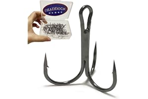 SHADDOCK Triple Hameçon Pêche Aigus Crochets - Noir Petit Rond Bend Triple Crochet pour Dur Leurre