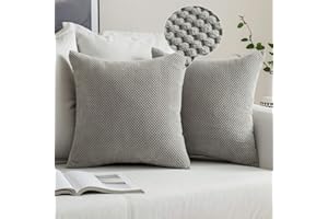 MIULEE Poszewki na poduszki z miękkiego poliestru granulat kwadratowe poszewki na poduszki z litego granulatu dekoracyjnego na sofę do sypialni salonu, len, jasnoszary, 45-45 cm, 2 sztuki