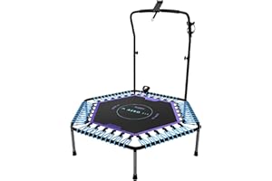 BLUEFIN FITNESS Bluefin Aero Fit 50” Adult Exercise Foldable Fitness Rebounder Indoor Mini Trampoline with Handle