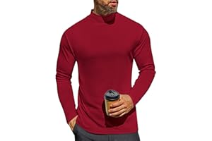 Ekouaer Camiseta Interior térmica de Invierno para Hombre Camiseta de Manga Larga con Cuello Alto S-XXL