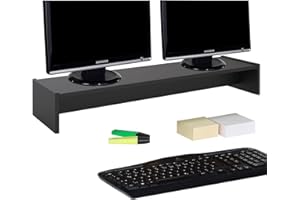 IDIMEX Support d'écran d'ordinateur Screen, réhausseur pour Deux moniteurs ou Un Grand écran Dimensions 100 x 15 x 27 cm, en mélaminé Noir Mat