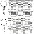 Homo Trends 100Pcs Keyring Rings Key Chain Split Metal Key Rings with Link Chain and Open Jump Rings and Screw Eye Pins for Crafts, 25 mm Diameter