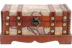 BRYNNBERG | Pirate Treasure Chest Storage Box - Durable Wood & Metal Construction - Unique, Handmade Vintage Design With A Front Lock - Striking Decorative Element | Best Gift | Toronto 23x13x13cm