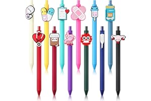 Clabby 12 Pezzi Penne per Infermieri Penna a Inchiostro Nero Divertente per Donne Regali per Infermieri Penne di Ringraziamento Per Medici Assistenti Medici Studenti Scuola(Scuro,Novità)