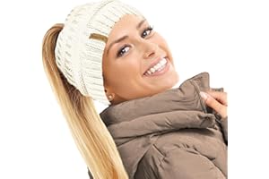 TOSKATOK Ladies Thermal Teddy Fleece Lined Ponytail Beanie Hat